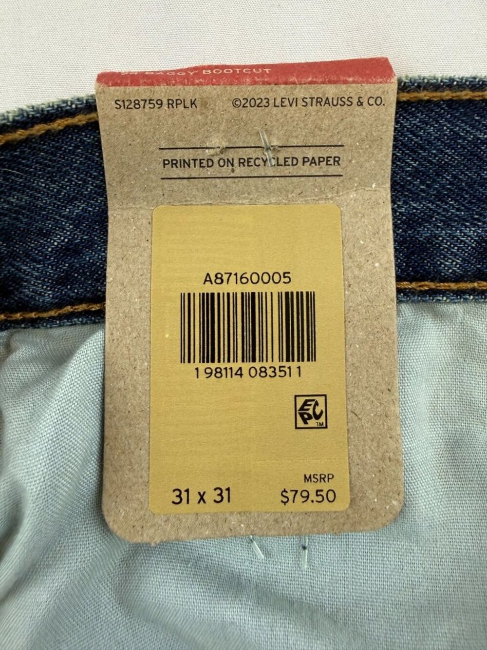 NWT Levis 94 Baggy Bootcut Jeans Womens 31 Blue Denim Mid Rise Irregular 31 Inse - Picture 6 of 13